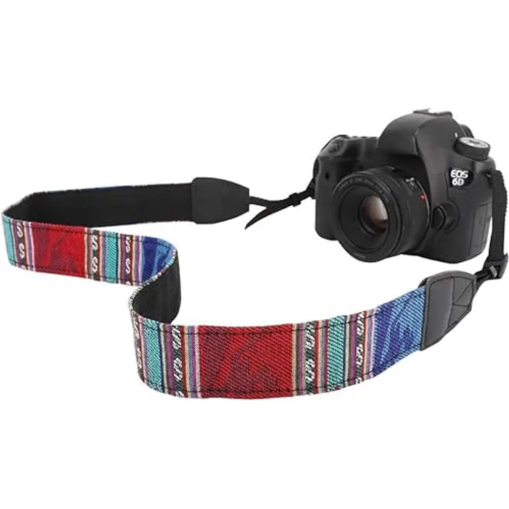 MoKo Kameragurt, Baumwolle Leinwand Tragegurt Geflochten, Verstellbar, Rutschfest, für DSLR-Kameras, Böhmen Blau