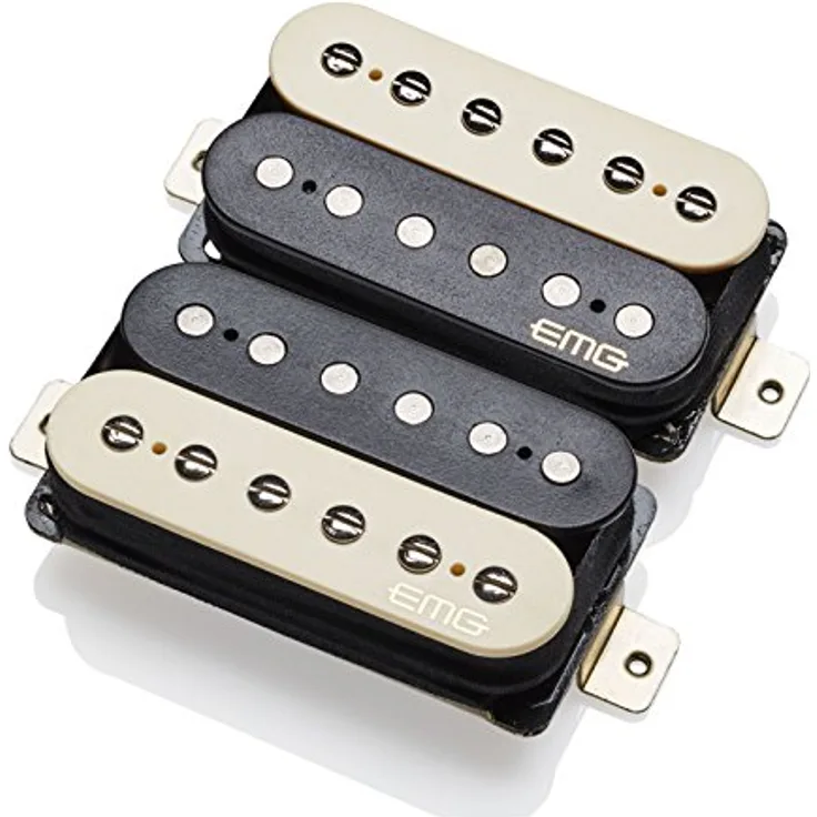 EMG Fat 55 Set Zebra, Aktives Humbucker Tonabnehmer Set mit Alnico Magneten und Solderless Installationssystem, Zebra