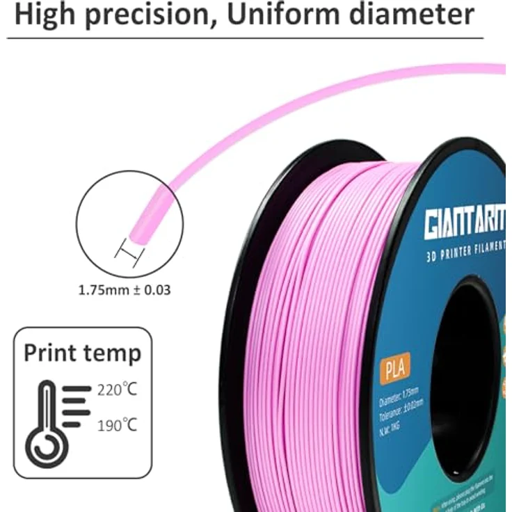 GIANTARM PLA Filament 1.75mm, 1kg rosa Spule mit hoher Präzision und guter Zähigkeit – Bild 2