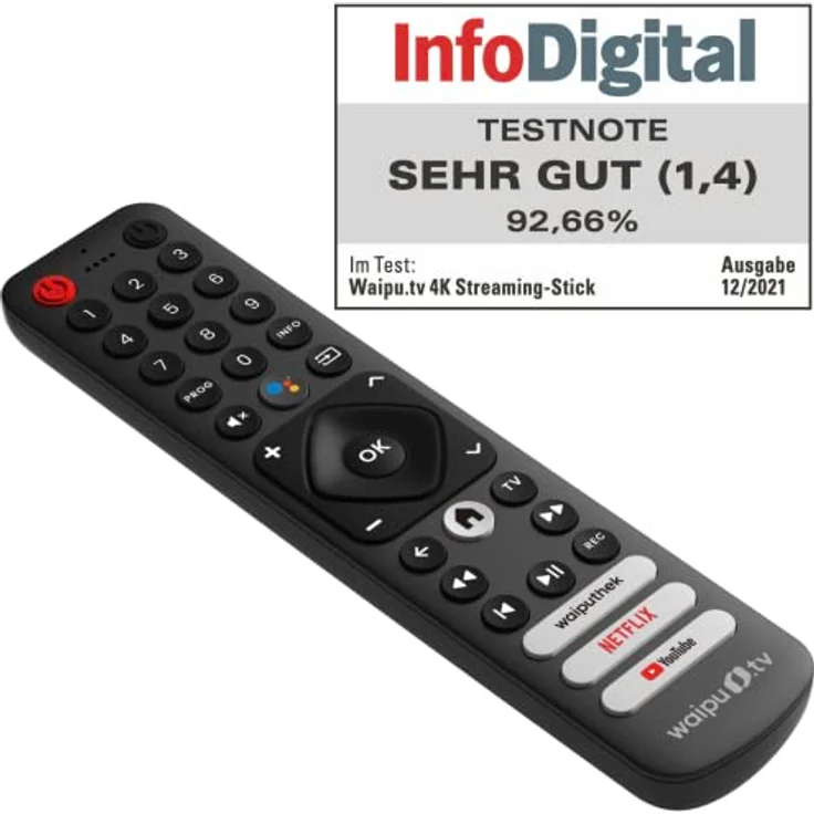 waipu.tv 4K Stick | Inkl. Fernbedienung mit Schnellwahltasten (mit TV-Steuerungstasten) | Fernsehen über WLAN | HDMI | 4K | HDR – Bild 4
