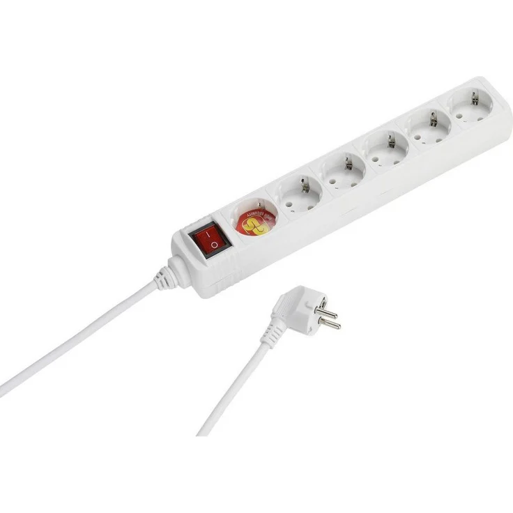 Vivanco ES6 W15 6-fach Steckdosenleiste mit Schalter, weiss - Stabile Kontakte, bruchsicheres Gehäuse
