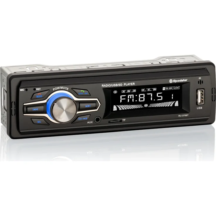 Roadstar RU-375BT, Autoradio 1 DIN mit 72 W Leistung, Bluetooth, LCD-Display und USB/microSD-Wiedergabe, Schwarz