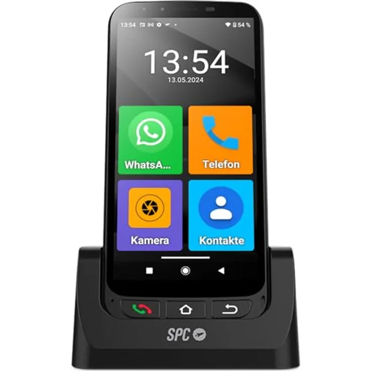 SPC Zeus 4G Pro + Gehäuse - Smartphone für Senioren | 4GB RAM, 64GB ROM, Android 11, 13MP Kamera, Ladestation, 5,5", Schwarz