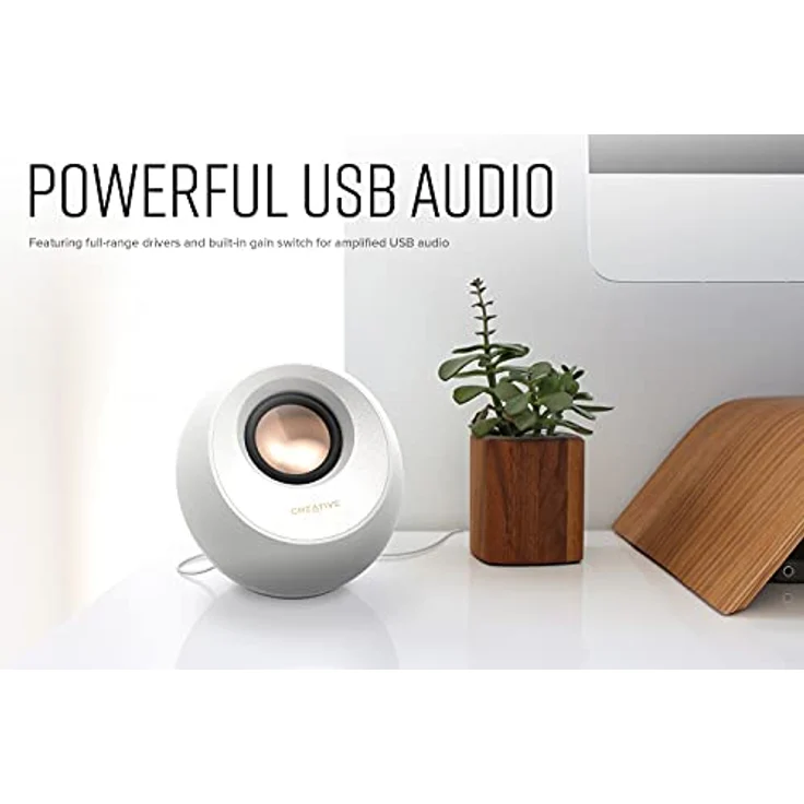 CREATIVE Pebble V3 Desktop-Lautsprecher USB-C 2.0 mit USB Audio, Clear Dialog, Bluetooth 5.0, 8W RMS mit 16W Spitzenleistung, USB-A-Adapter inklusive (schwarz) – Bild 4