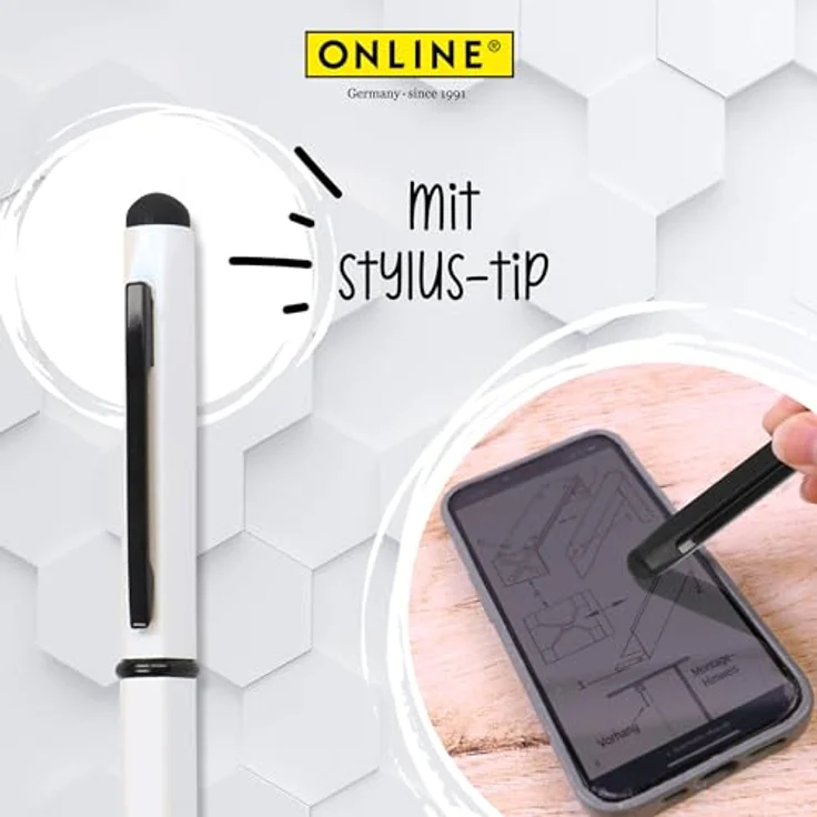 ONLINE Kugelschreiber Hexagon Stylus Pearl, Metall mit integrierter Stylus-Spitze, blau – Bild 5