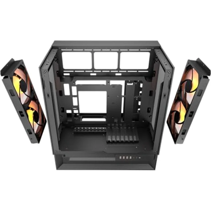 Cougar OmnyX Midi-Tower, ARGB, Schwarz, mATX/Mini-ITX/ATX, mit Omnidirectional Dynamic Flow System und zwei Glasfenstern – Bild 4
