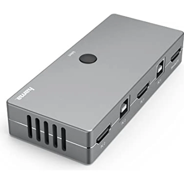 Hama KVM Switch für 2 PCs, Notebooks, Macbooks, Tablets, 4 Ports (KVM Umschalter für z.B. Maus, Tastatur, Drucker, USB Stick, Headset, Festplatte, PC Umschalter Maus Tastatur 3X USB, 1x HDMI) – Bild 2