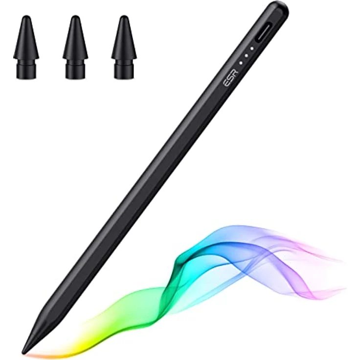 ESR Stylus Pen für iPad mit Neigungsempfindlichkeit, iPad Stift für Apple iPad 9/8/7/6, iPad Pro 11, iPad Pro 12.9, iPad Mini 6/5 und iPad Air 5/4/3, Palm Rejection, Magnetische Befestigung, Schwarz – Bild 1