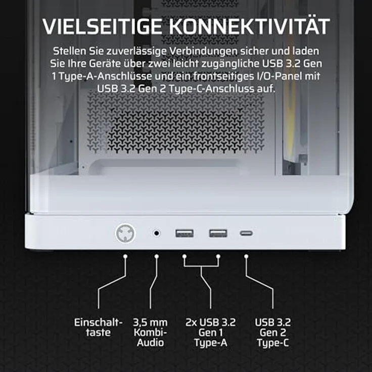 Corsair FRAME 4500X RS-R ARGB White Mid, PC Gehäuse für E-ATX, ATX, Micro-ATX und Mini-ITX, schwarz mit Sichtfenster aus gehärtetem Glas und USB 3.1 Anschluss – Bild 9