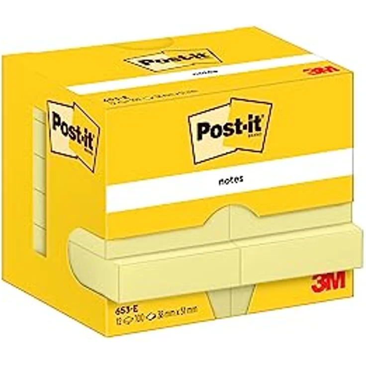 Post-it® Notizblock No. 653-E, 12 Blöcke Haftnotizen, 38x51mm, gelb – Bild 2