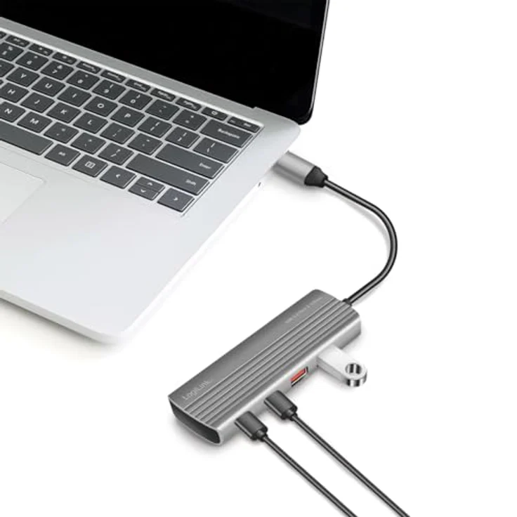 LogiLink UA0414 Ultra-Slim USB 3.2 Gen2 Hub mit PD 100W, Space Grau – Bild 2