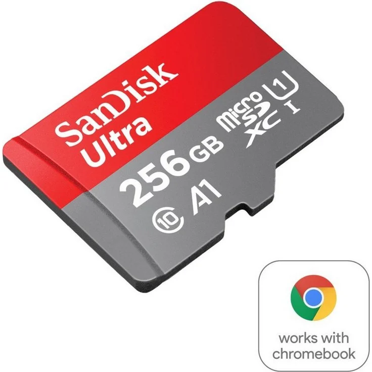 Sandisk microSDXC Ultra, Speicherkarte (256 GB, Class 10, 150 MB/s Lesegeschwindigkeit) + SD-Adapter, Chromebooks – Bild 1