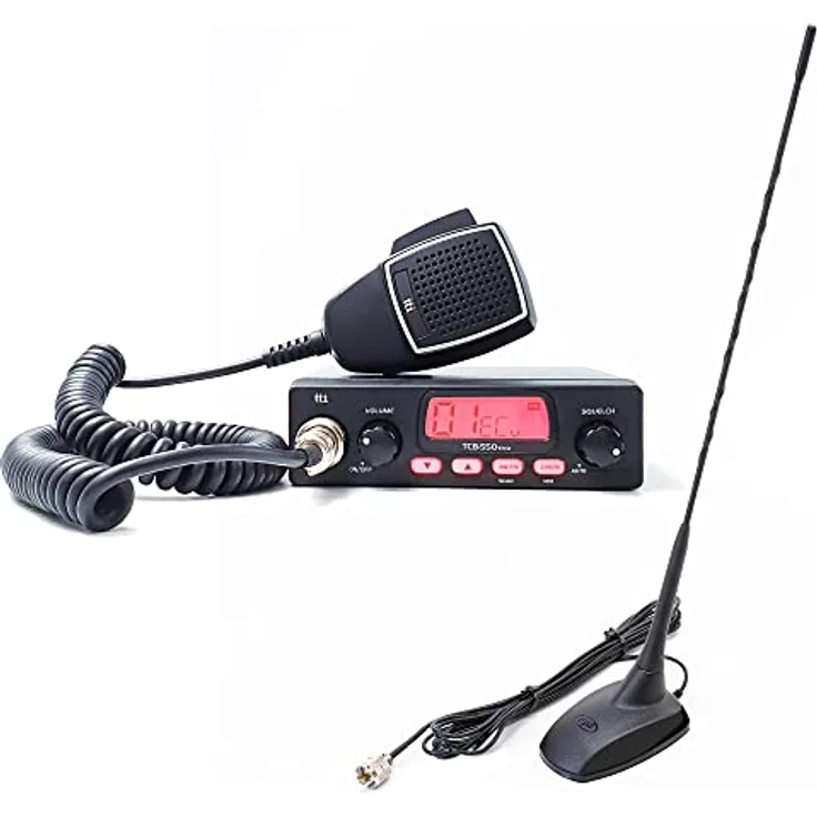 CB Radiosender Kit TTi TCB-550 EVO VOX NB Filter 12-24V mit PNI Extra 48 Antenne mit Magnet 26-30MHz 150W