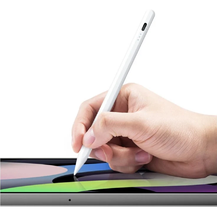 MCDODO Fine Tip Active Touch Stylus Pen, kompatibel mit iPad Pro, iPad Mini, iPad Air, Präzisionsstift mit Druckempfindlichkeit, USB-C Aufladung, weiß