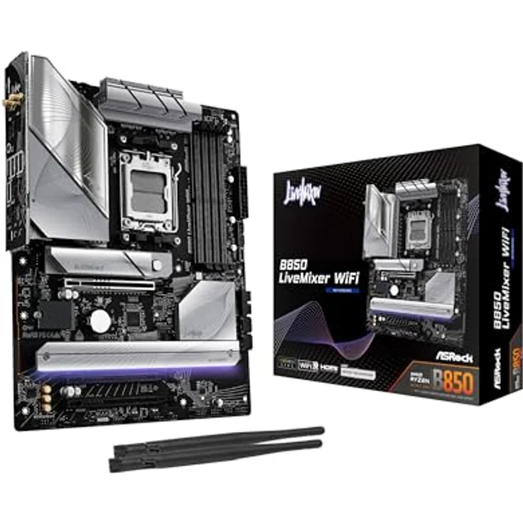 Asrock Mainboard B850 LiveMixer WiFi, ATX mit AMD B850 Chipsatz, AM5 Sockel, 3x PCIe x16, max. 256 GB Speicher – Bild 1