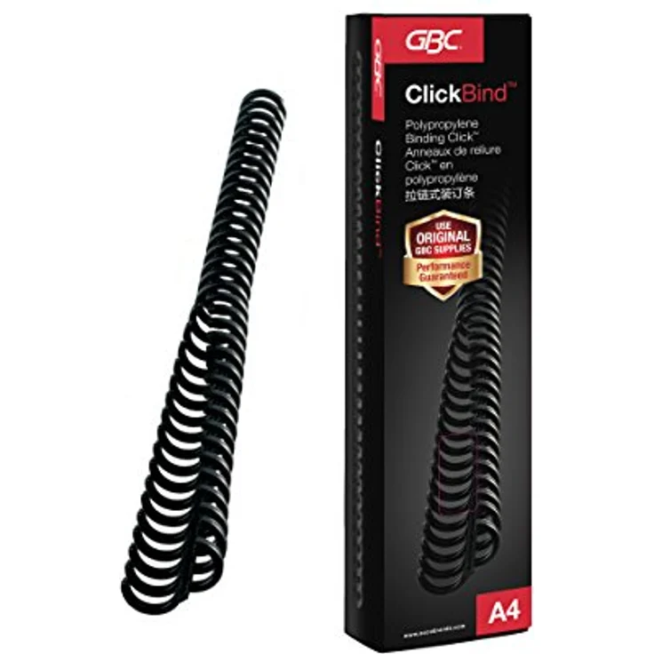 GBC 388019E ClickBind Binderücken, 8 mm, 45 Blatt Kapazität, A4, Ring 34, schwarz, 50er Pack – Bild 1