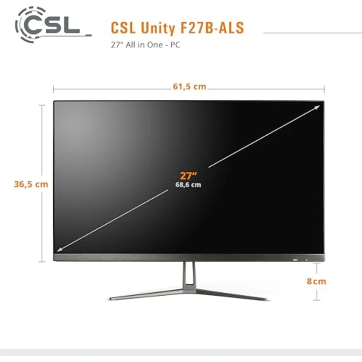 CSL-Computer All-in-One-PC Unity F27B-ALS, 27 Zoll Full HD, Intel N200 CPU, 2000 GB SSD, 8 GB DDR4-RAM, Windows 11 Home, schwarz – Bild 2