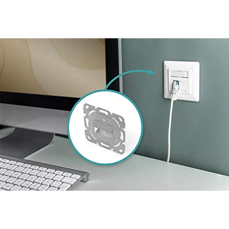 Digitus Netzwerkdose Einbau, Unbestückt 2 Port, Unterputz mit Staubschutzklappen, kompatibel zu gängigen Schalterprogrammen – Bild 5