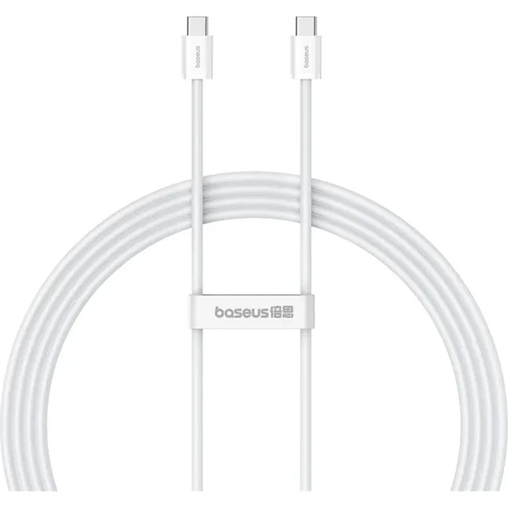 Baseus USB Typ-C/USB Typ-C Kabel, 30W Schnellladung, 2m, Weiß, kompatibel mit iPhone 15, 480 Mbps Datenübertragung