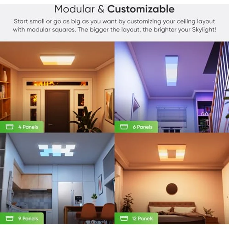 Nanoleaf Skylight Erweiterungs-Kit, 1 zusätzliche LED Deckenleuchte - RGBCW Deckenlampe, 16 Mio. Farben, Musik & Bildschirm Sync, WLAN, Apple Home Alexa Google Home - Weiß – Bild 4