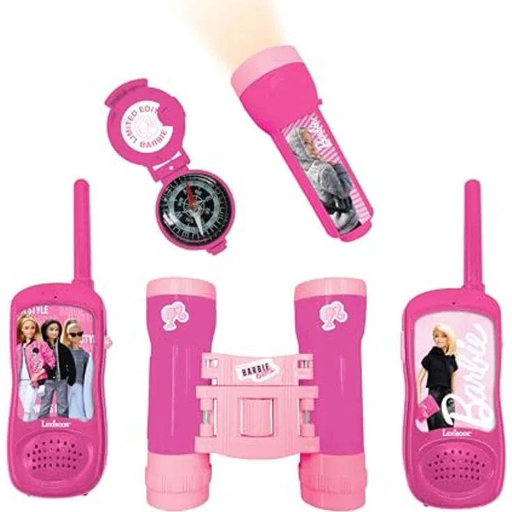 Lexibook Barbie-Abenteurer-Set, komplettes Funkgeräte-Set mit Fernglas, Kompass und Taschenlampe