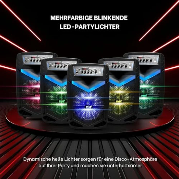 Pyle PA Bluetooth Lautsprecher-Karaoke Maschine, 600W, 10” Subwoofer, Karaoke Mikrofon, Bluetooth, Partybeleuchtung, Aufnahmefunktion, tragbar – Bild 4