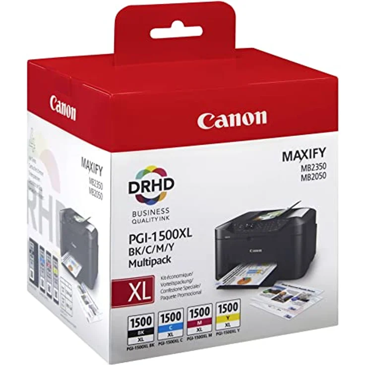 Canon PGI-1500 XL Druckerpatronen Multipack - Patronen Tintenpatronen (Schwarz Cyan Magenta Gelb) Original für MAXIFY Drucker – Bild 2