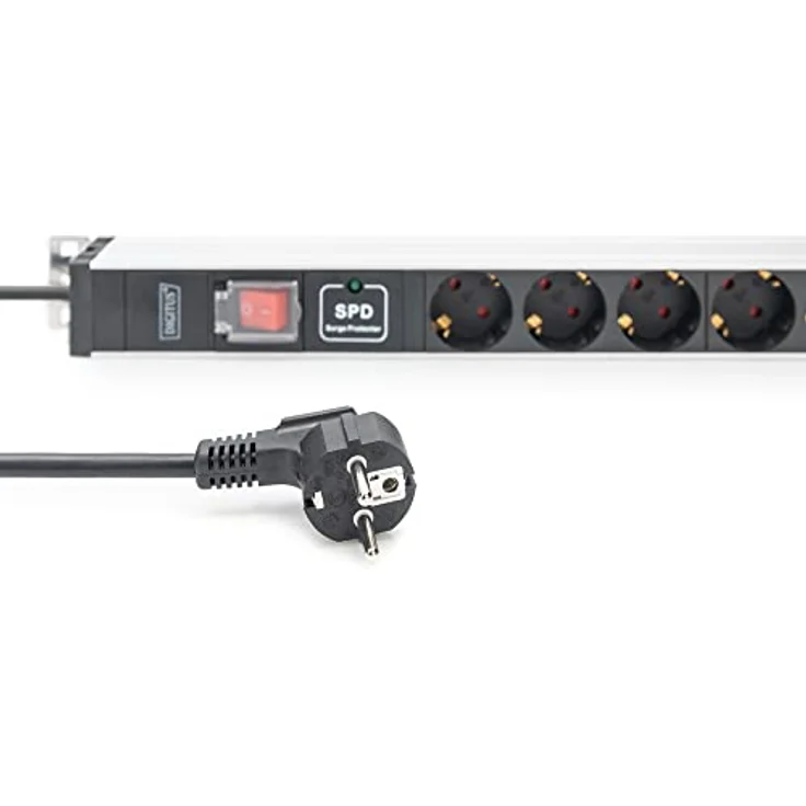 DIGITUS 1HE Aluminium PDU, Rack Mount, 12 x Schutzkontakt 16A, 230VAC, 50/60Hz, overvoltage, Switch – Bild 3