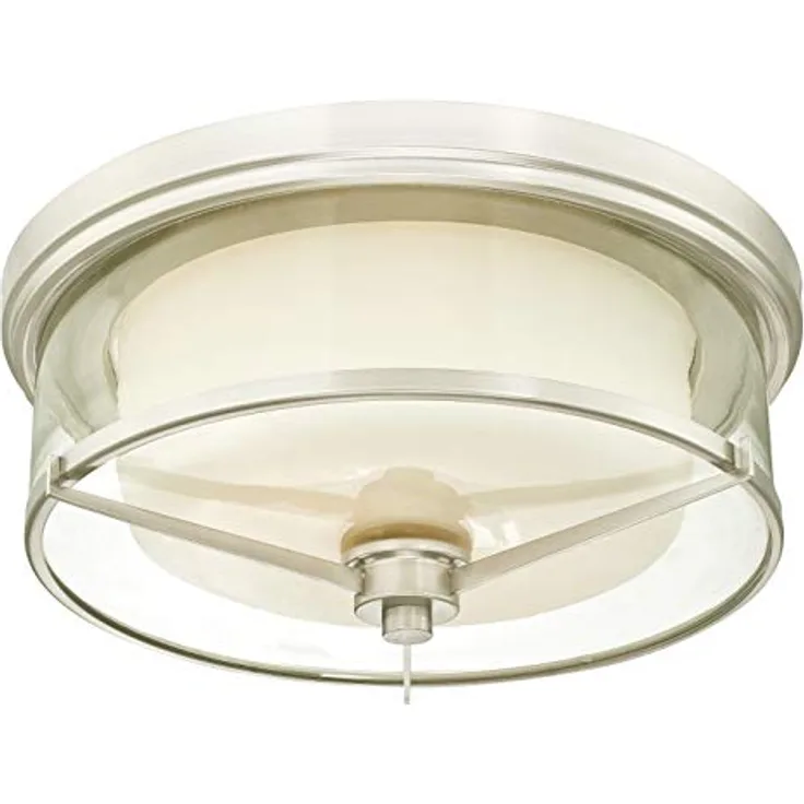 Westinghouse 63312 33 cm Deckenleuchte für den Innenbereich, Gebürstetes Nickel mit mattiertem Glas und Klarglas