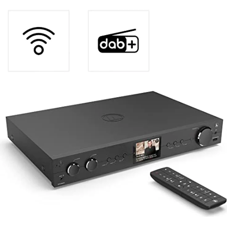 Hama DIT2105SBTX DAB Tuner HiFi Digitalradio Internet Radio FM Tuner Bluetooth Tuner HiFi Internetradio Digitalradio FM WLAN Stereo Receiver Spotify Amazon Music Fernbedienung USB AUX Wecker, schwarz – Bild 2