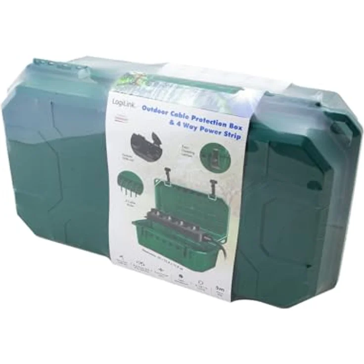 LogiLink LOGILINK Kabelschutzbox LPS284, 4-fach Steckdosenleiste, IP54, grün – Bild 10