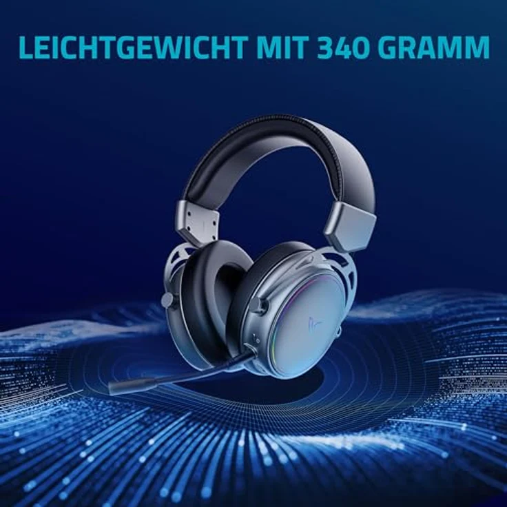 Rapoo VH800 kabelloses Gaming Over-Ear Headset, Flexibles Mikrofon, 46h Akku, Bluetooth/2,4Ghz - Space Grey – Bild 2