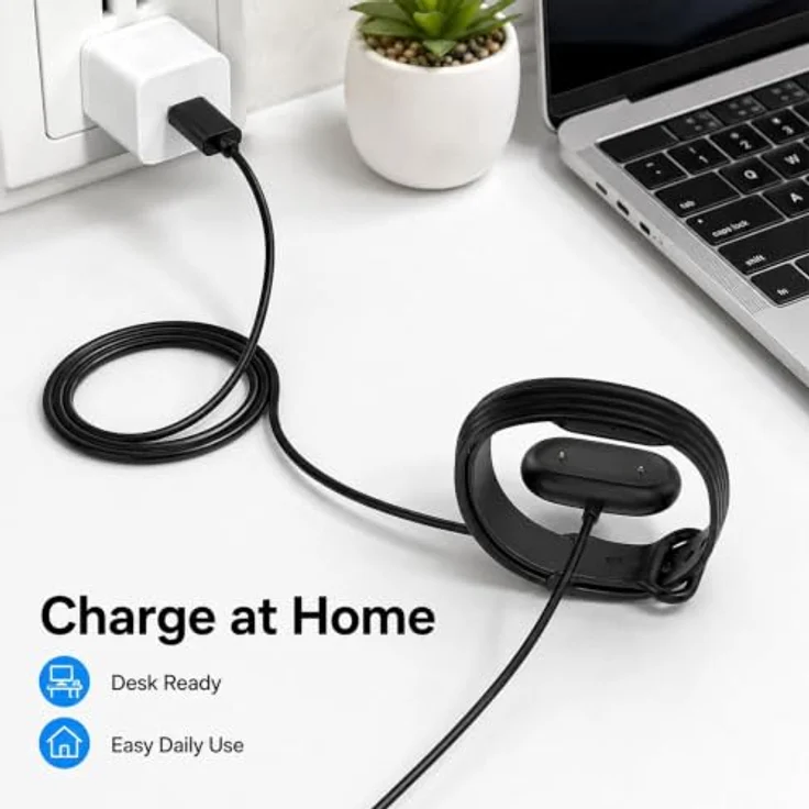 Wigento Ladekabel für Google Fitbit Air, USB C magnetisch mit Ladebase, 1 Meter, Schwarz – Bild 7