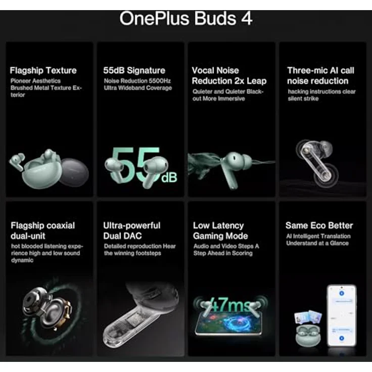 OnePlus Buds 4, In-Ear Kopfhörer mit Noise-Cancelling, Grün – Bild 3