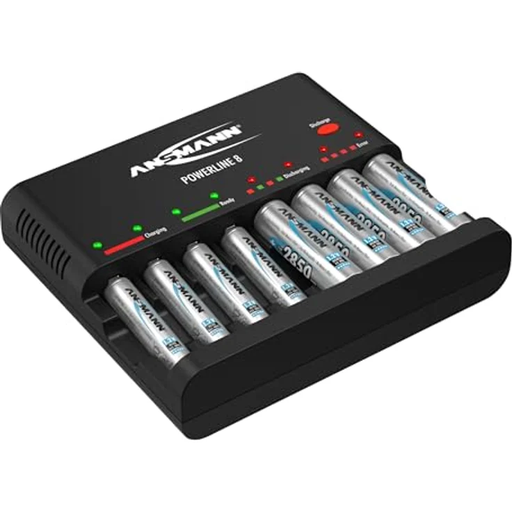 Ansmann Powerline 8 1001-0006, Akkuladegerät für 1-8 AA/AAA NiMh Akkus mit USB-Ladebuchse und Entladefunktion – Bild 3