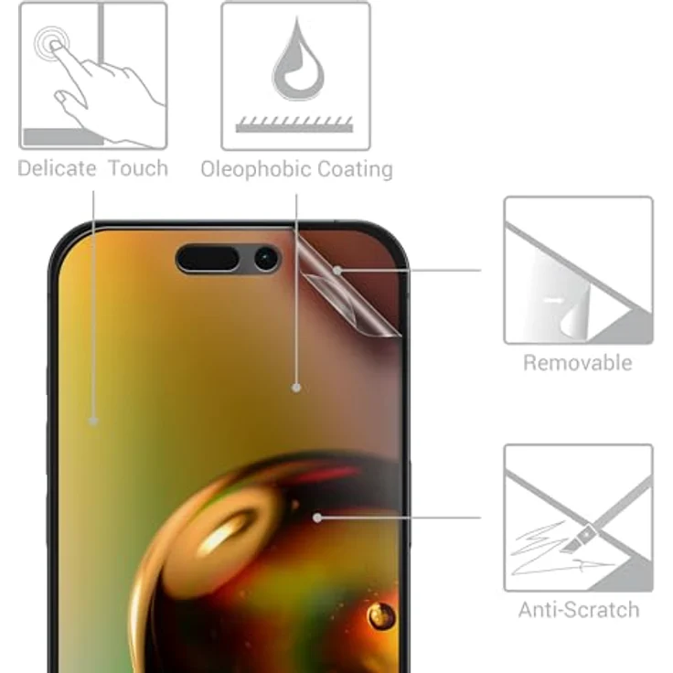 kwmobile 3X Folie matt kompatibel mit Apple iPhone 16 Pro - Displayschutzfolie entspiegelnd, 3er Pack – Bild 2