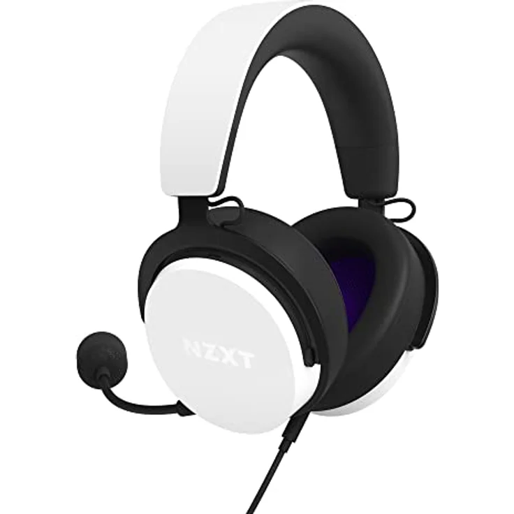 NZXT Kabelgebundenes PC-Gaming Relay-Headset – AP-WCB40-W2 - Hi-Res-Audio-zertifiziert – DTS Headphone:X Surround-Sound – Leichtes und komfortables Design – Abnehmbares Mikrofon – Weiß – Bild 1