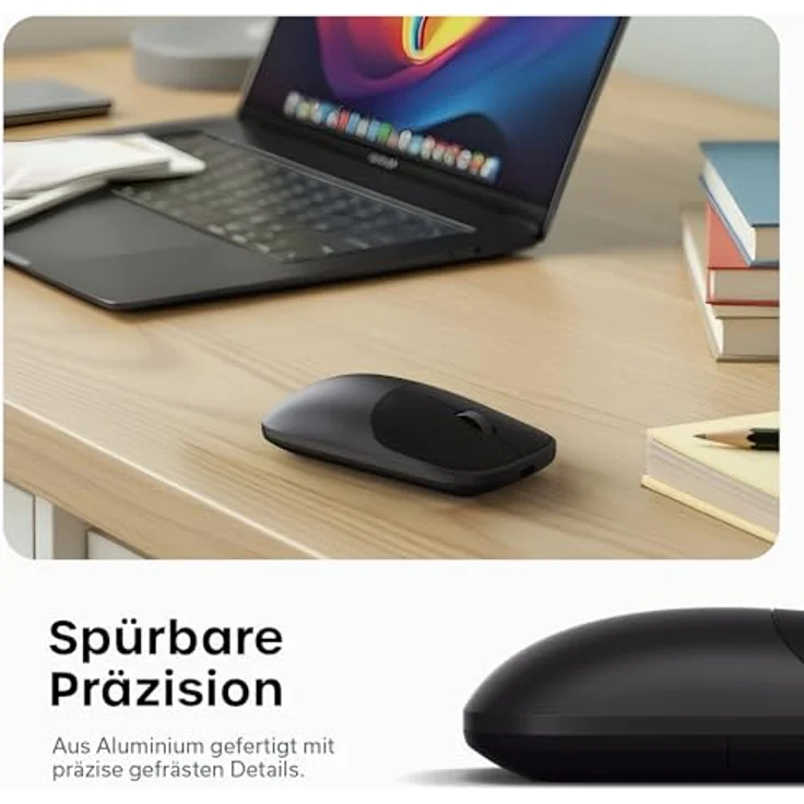 Satechi Slim EX Wireless Maus, kabellos, Dual Bluetooth, ergonomisch, schwarz – Bild 4