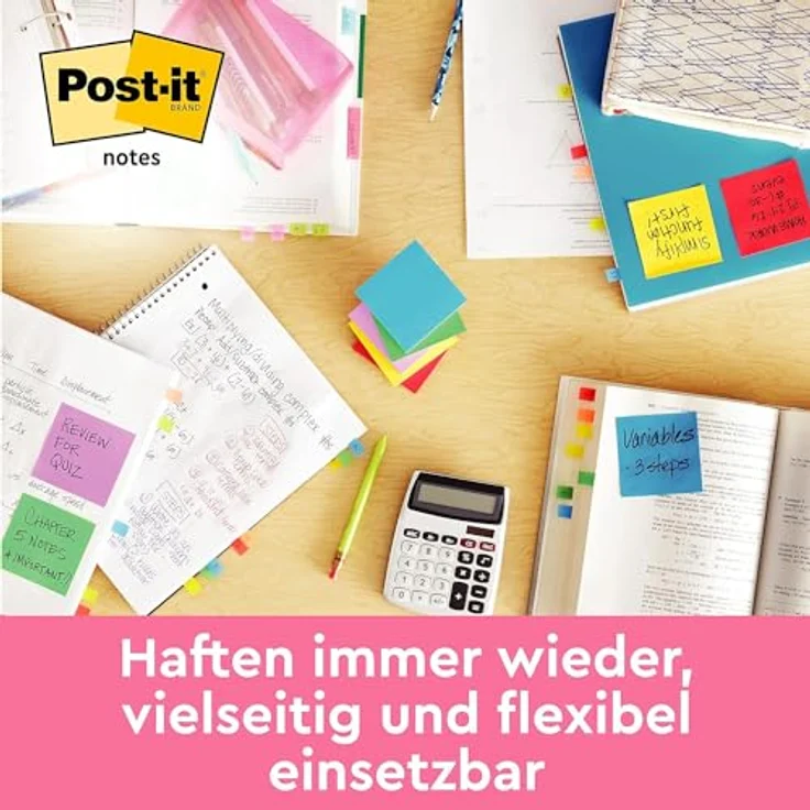 Post-it Notes Haftnotiz Würfel 76 x 76 mm, 450 Blatt in 6 Farben (ultragelb, limonengrün, ultrapink, ultragrün, hellblau, türkis) – Bild 2