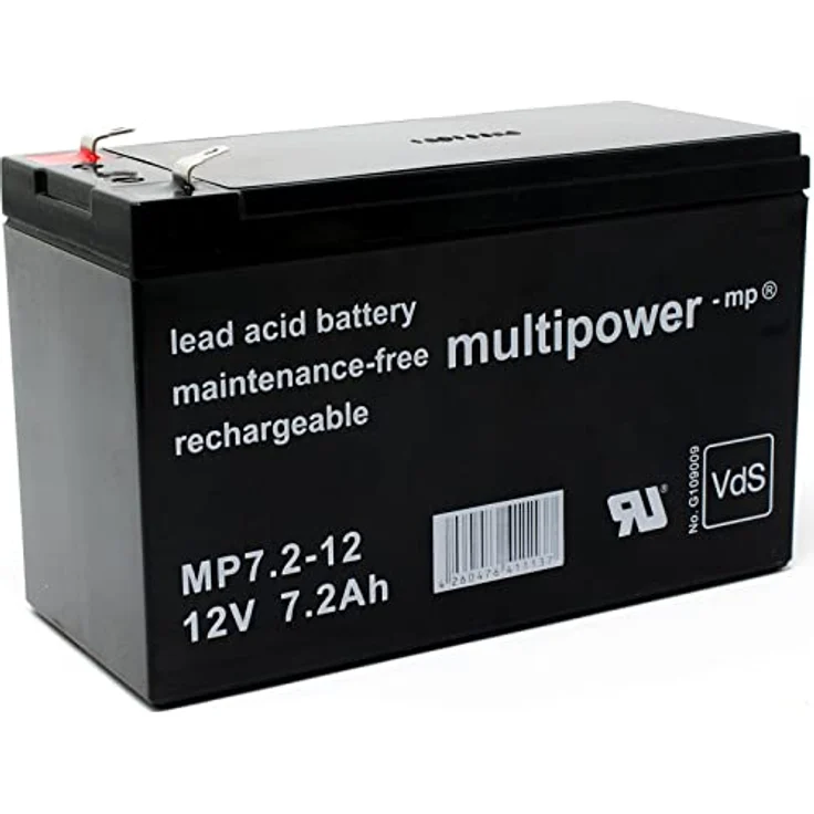 akku-net Bleiakku MP7,2-12 VDs, 12V, 7,2Ah, wartungsfreier Lead-Acid Akku, Schwarz – Bild 1