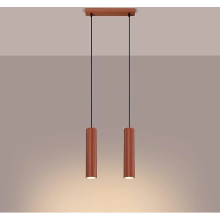 SOLLUX lighting Hängelampe Pendelleuchte Aluminium 2 Flammig 30 x 6,5 x 16,5 cm Karbon Ockerrot – Bild 4