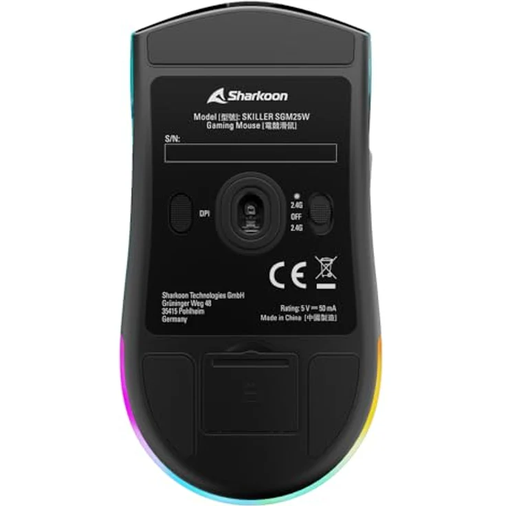 Sharkoon SKILLER SGM25W Ocean, Kabellose Maus in türkis/blau mit ergonomischem Design – Bild 10