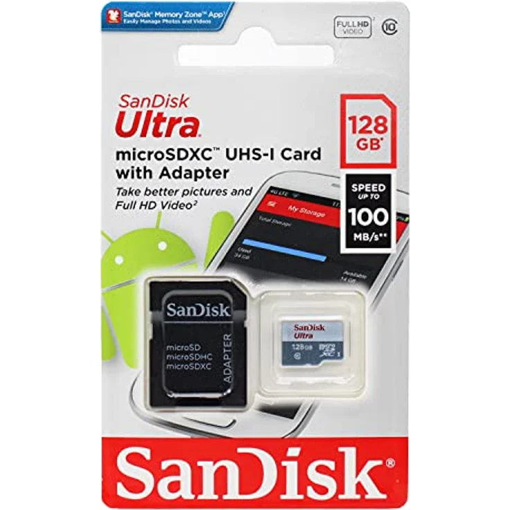SanDisk Ultra Android microSDXC 128GB bis zu 80 MB-Sek Class 10 Speicherkarte + SD-Adapter – Bild 2