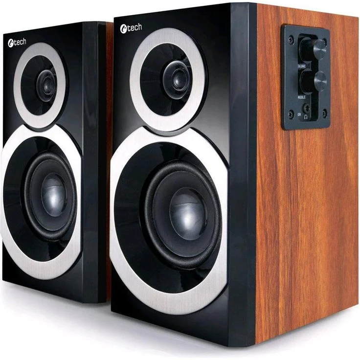 C-Tech Repro-310WD, 2.0 PC Lautsprecher mit 20 W RMS, Holzgehäuse in Braun