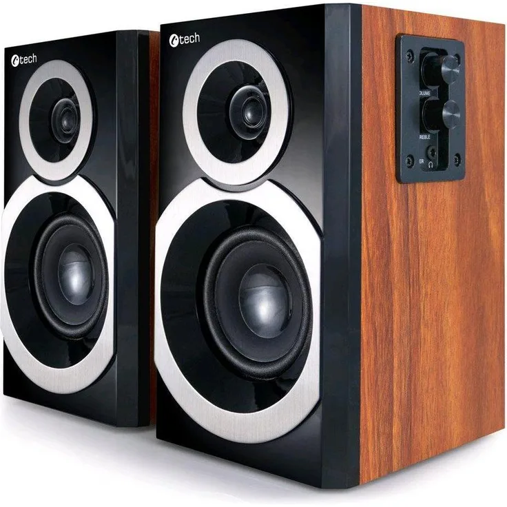 C-Tech Repro-310WD, 2.0 PC Lautsprecher mit 20 W RMS, Holzgehäuse in Braun