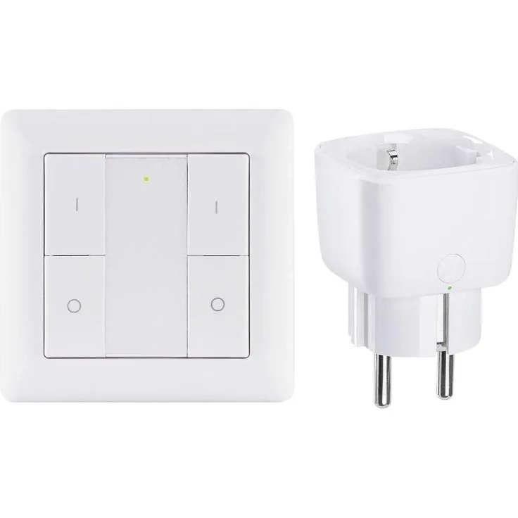 Paulmann Smart Home Set, Smart Plug + Wandtaster, ZigBee-kompatibel, Sprachsteuerung mit Amazon Alexa, Weiß