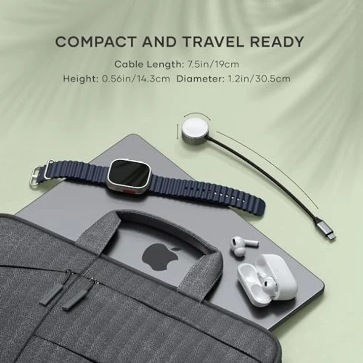 Satechi Ladekabel für Apple Watch, Magnetisch MFi FastCharge, 5W, geflochtene Nylonummantelung, Grau, 19 cm – Bild 3