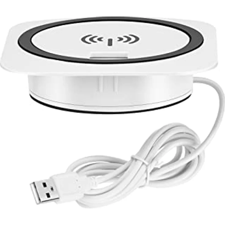 kalb | QI Einbau Schnellladegerät 15W weiß 7,5cm Ø - Smart Wireless USB Charger, USB-Port, USB-C Port – Bild 4