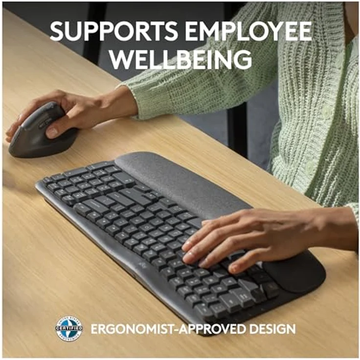 Logitech Wave Keys, kabellose AZERTY Tastatur mit Bluetooth 5.1, Graphit – Bild 3