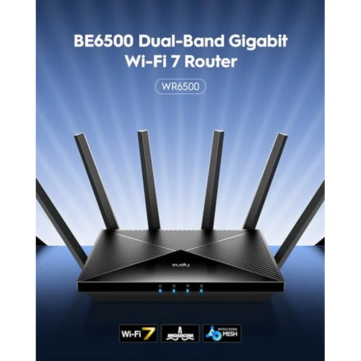 Cudy BE6500 WiFi 7 Router, Dual Band Gigabit-Gaming-Router mit 2 GHz Quad-Core CPU, VPN Client und Server, Cudy APP-Steuerung – Bild 2